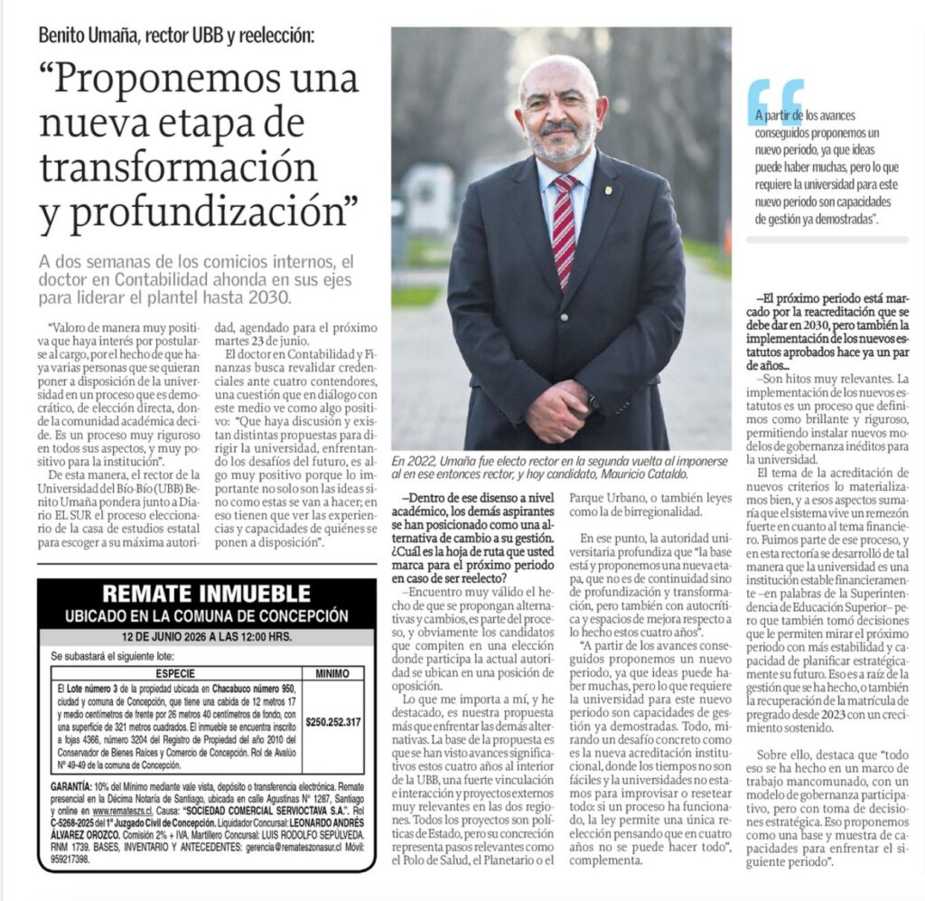 Benito Umaña en El Sur: «Proponemos una nueva etapa de transformación y profundización»