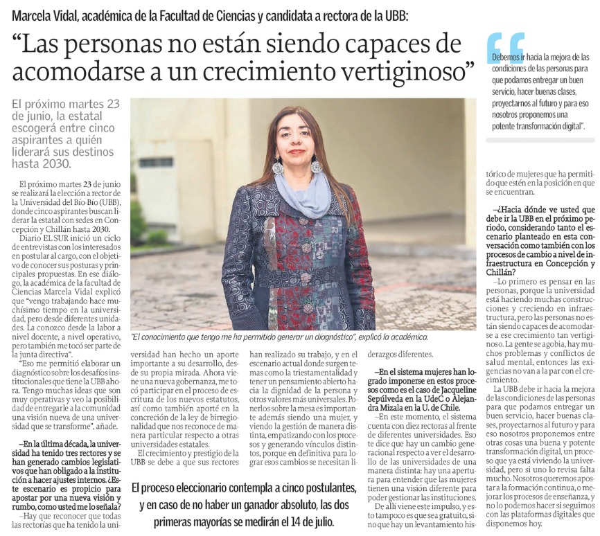 Marcela Vidal en El Sur: Las personas no están siendo capaces de acomodarse a un crecimiento vertiginoso
